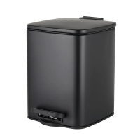 Ведро для мусора Kubix-TC-0106/плавное закрытие/квадратное/Black/6л (ZX5890)